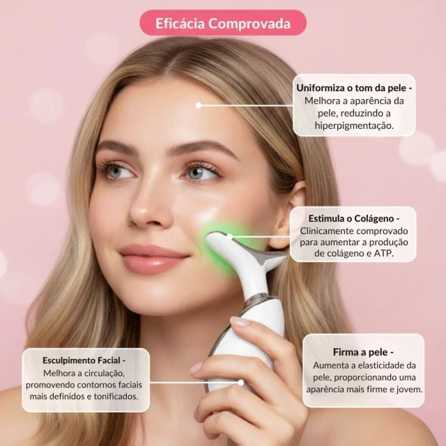massageador facial com fototerapia anti-rugas
