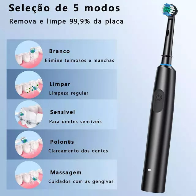 Escova De Dente Elétrica Rotativa Recarregável