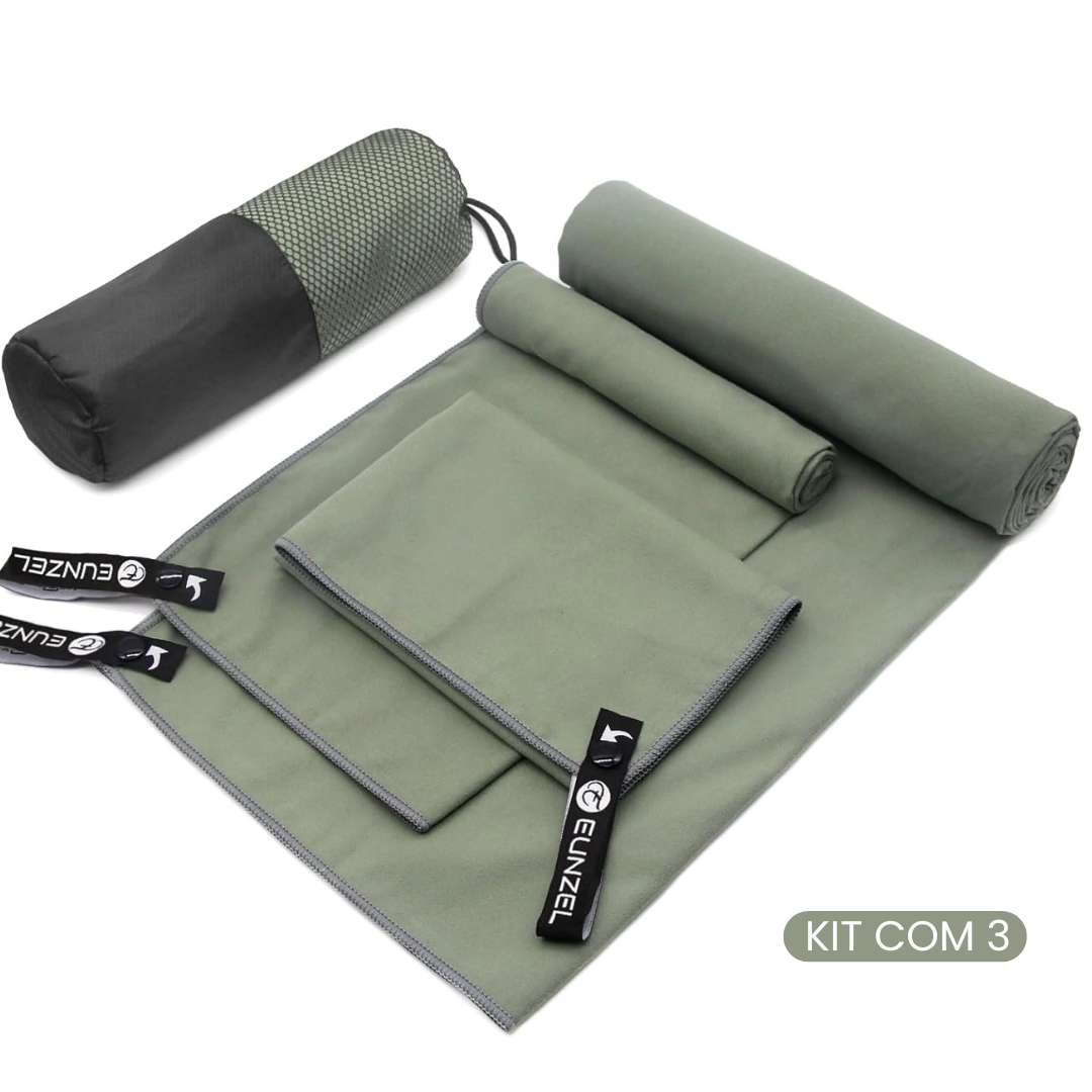 Toalha de Secagem Rápida para Viagem - Kit com 3 Unidades Compactas e Eficientes