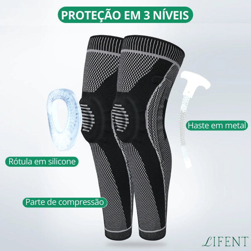 Joelheira Longa de Compressão com Proteção de Ligamento e Patela