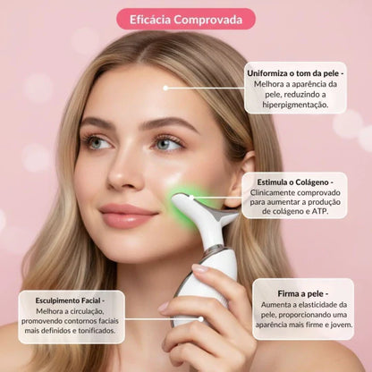 massageador facial com fototerapia anti-rugas
